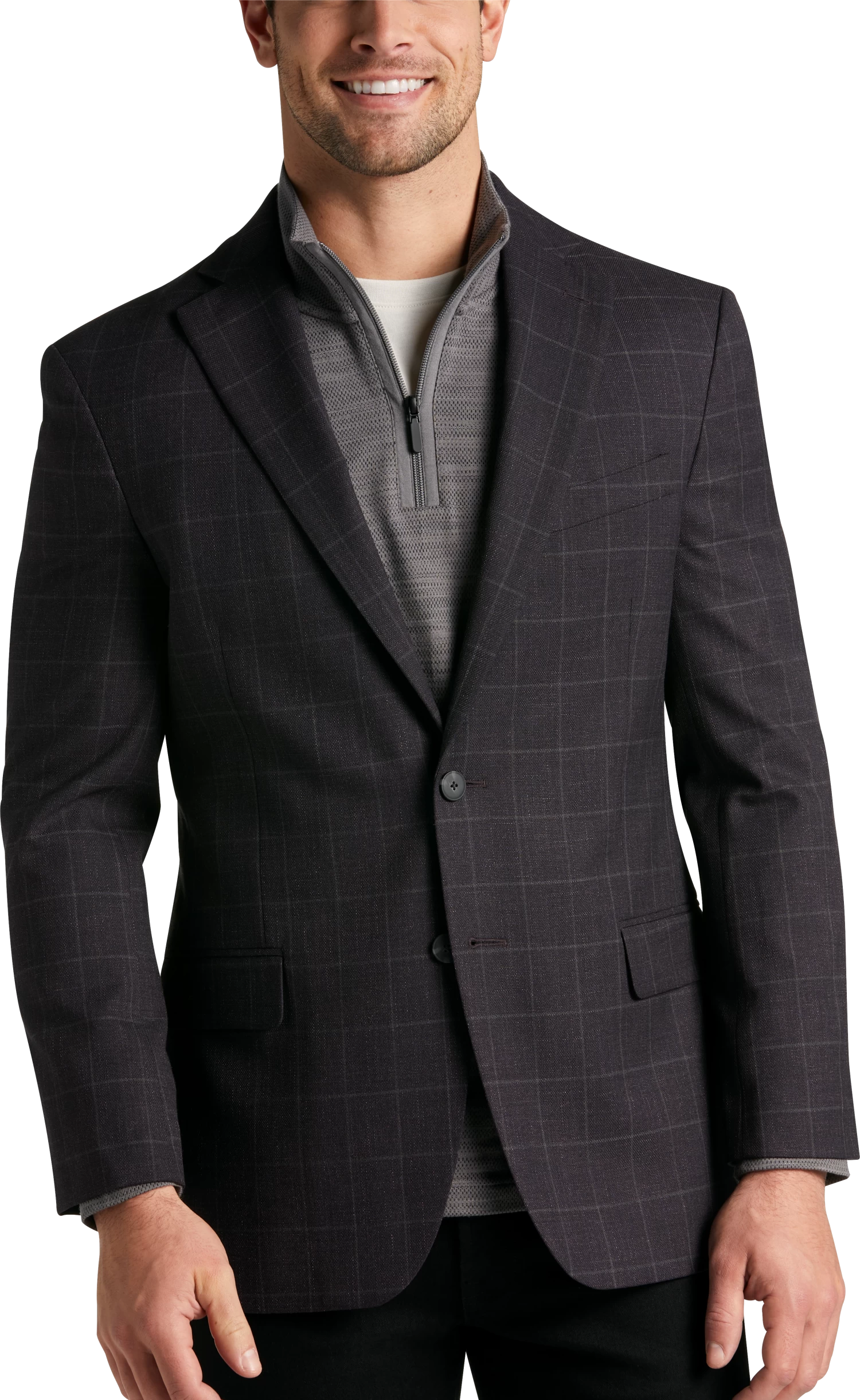 Modern Fit Windowpane Sport Coat