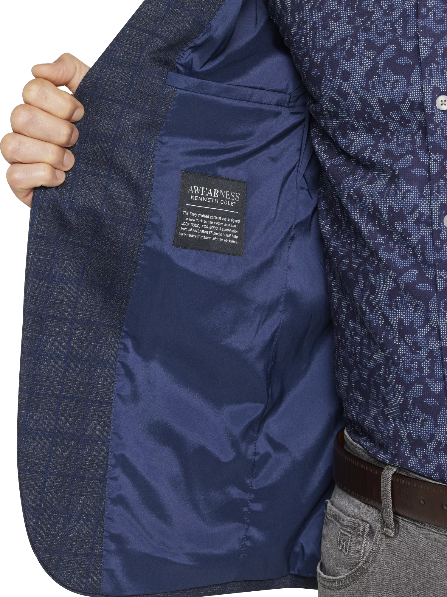 Slim Fit Windowpane Knit Sport Coat - Image 2