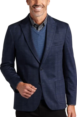 Slim Fit Windowpane Knit Sport Coat