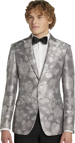 Slim Fit Rose Pattern Dinner Jacket