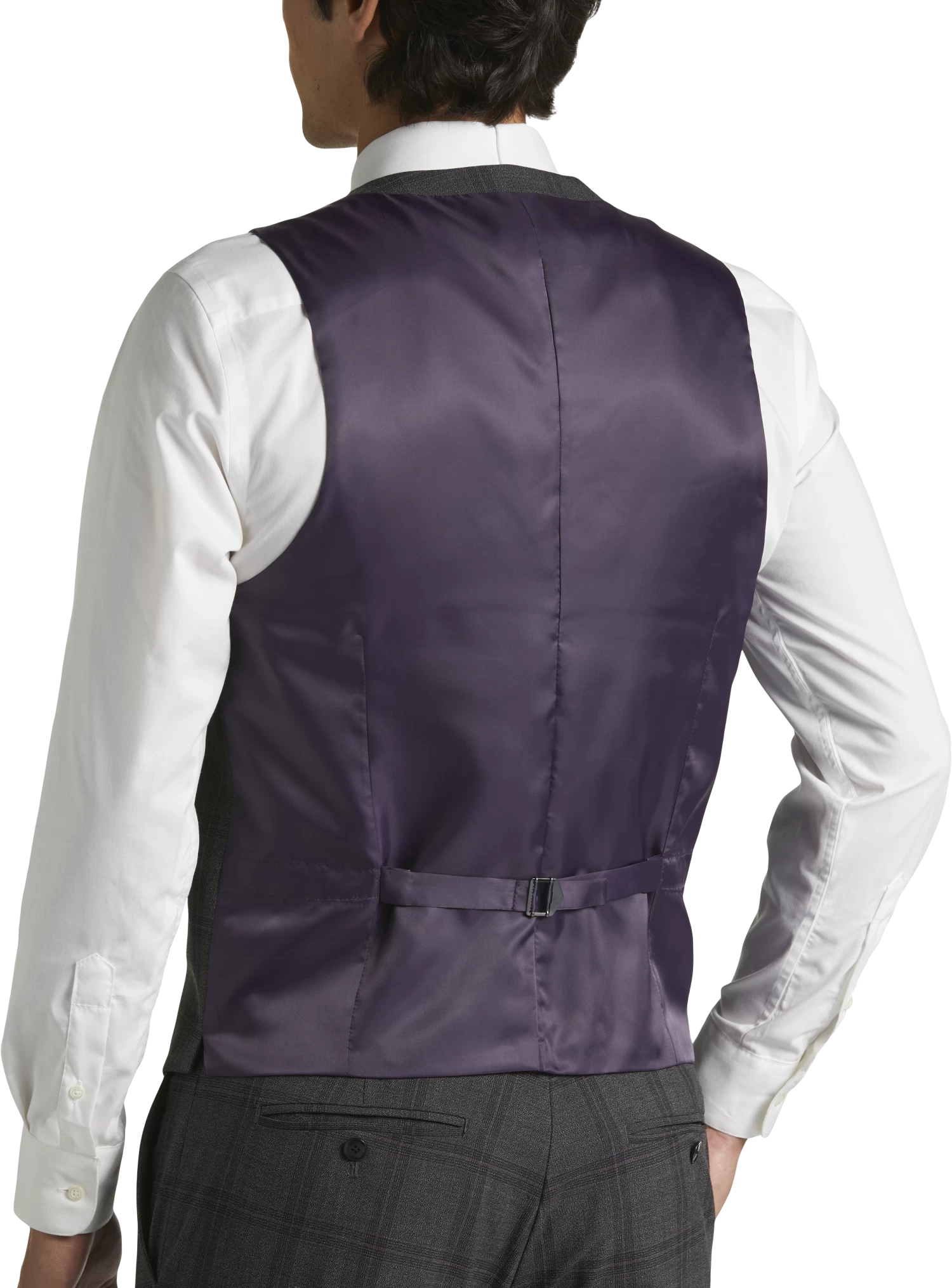 Skinny Fit Plaid Suit Separates Vest - Image 2