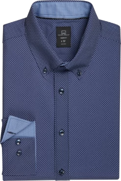 Modern Fit 4-Way Stretch Dot Pattern Dress Shirt
