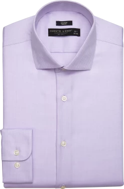 Slim Fit Spread Collar Dress Shirt, Lavender Herringbone