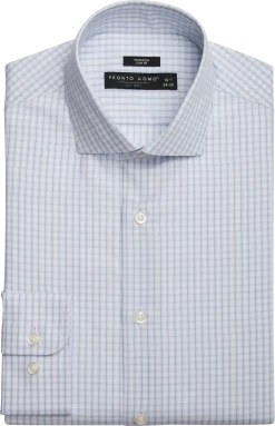 Slim Fit Mini Plaid Dress Shirt