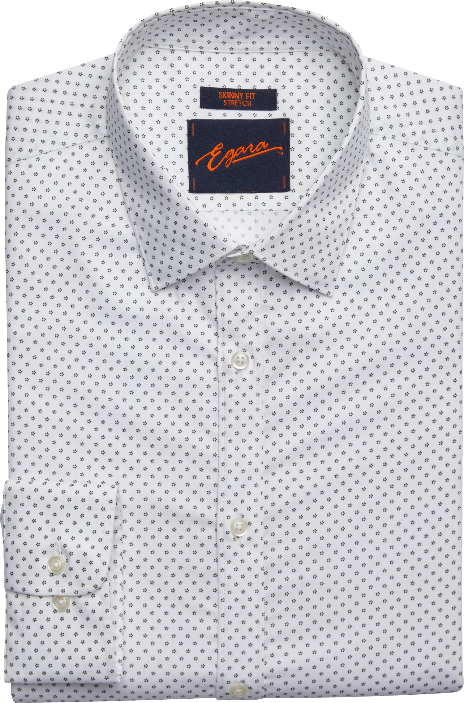 Skinny Fit Spread Collar Mini Floral Dress Shirt