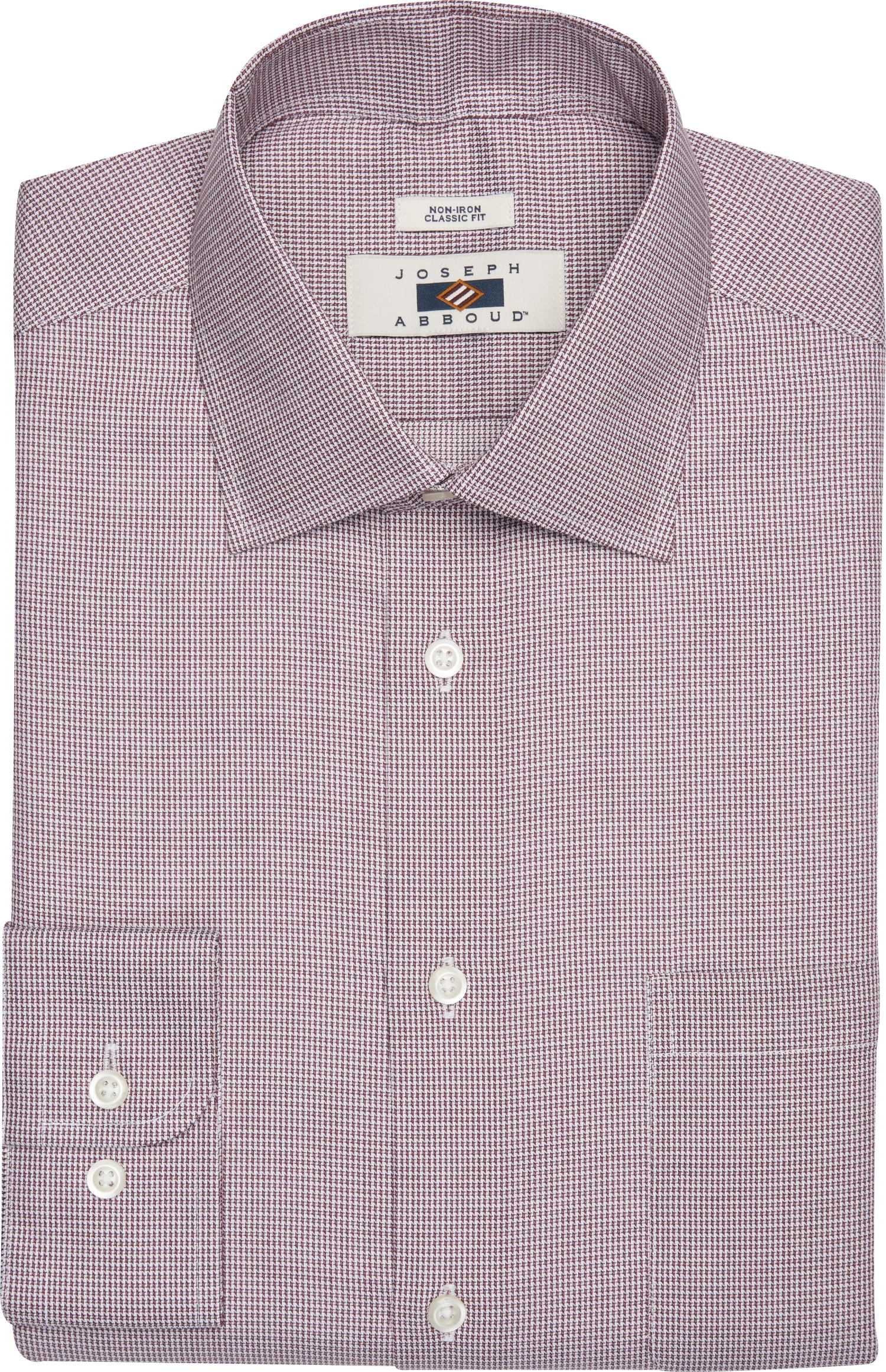 CLASSIC FIT BURGUNDY GRID SPREAD COLLAR DS