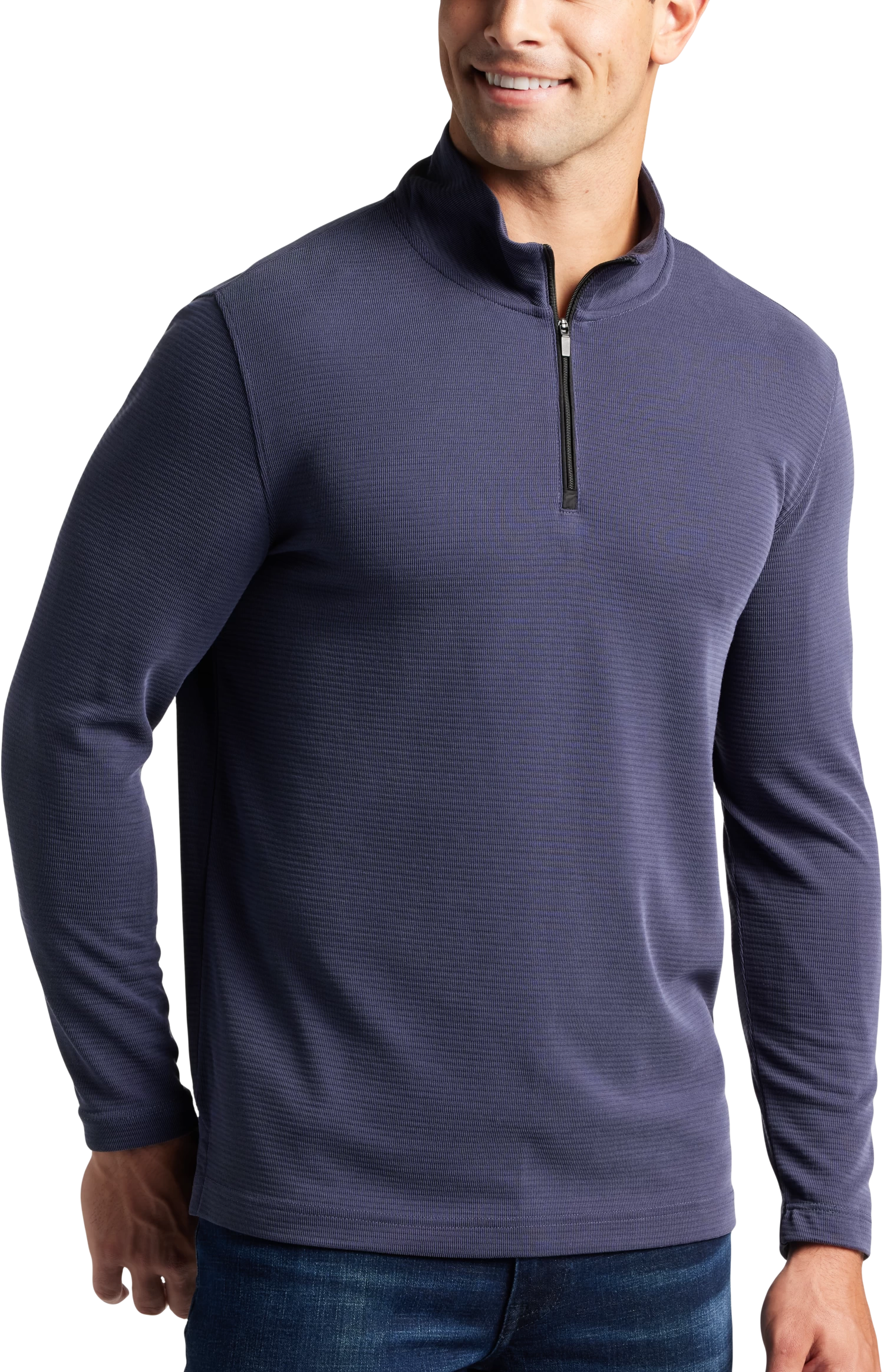 Slim Fit Long Sleeve Waffle Knit 1/4 Zip Sweater