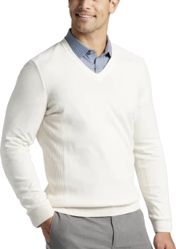Slim Fit Stitch Panel V-Neck Sweater
