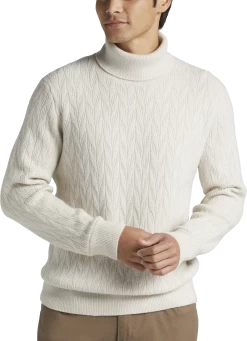 Modern Fit Cable Knit Turtleneck Sweater