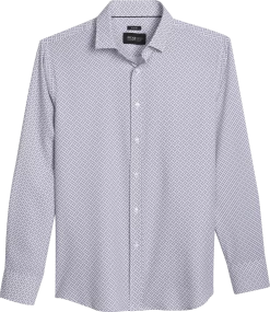 Slim Fit 4-Way Stretch Diamond Pattern Sport Shirt