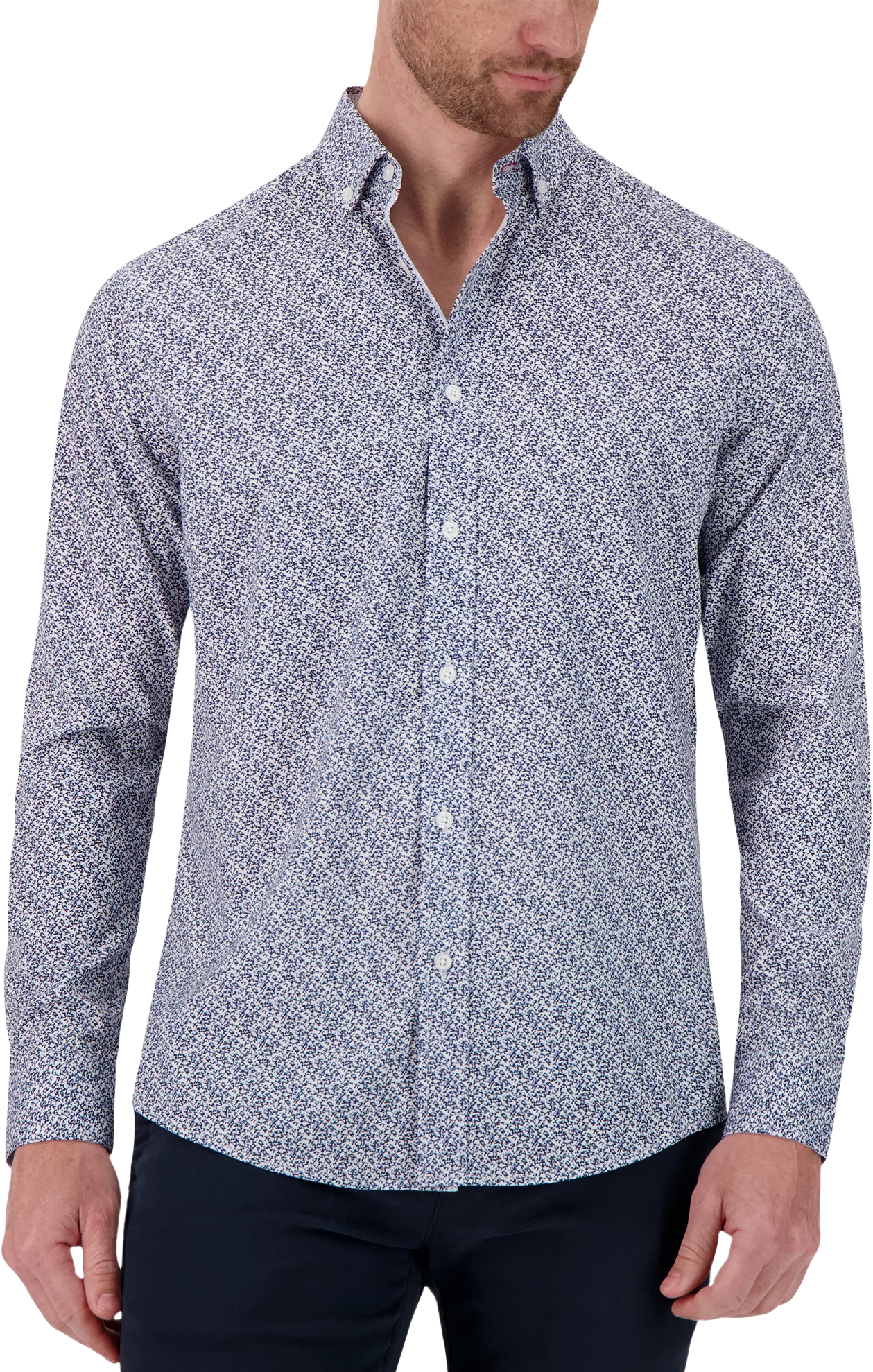 Slim Fit Four-Way Stretch Moss Leaf Casual Shirt