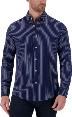 Slim Fit Four-Way Stretch Stripe Casual Shirt