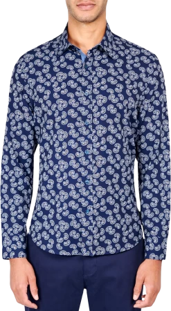 Slim Fit Abstract Dot Casual Shirt