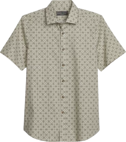 Slim Fit Moroccan Tile Print Sport Shirt