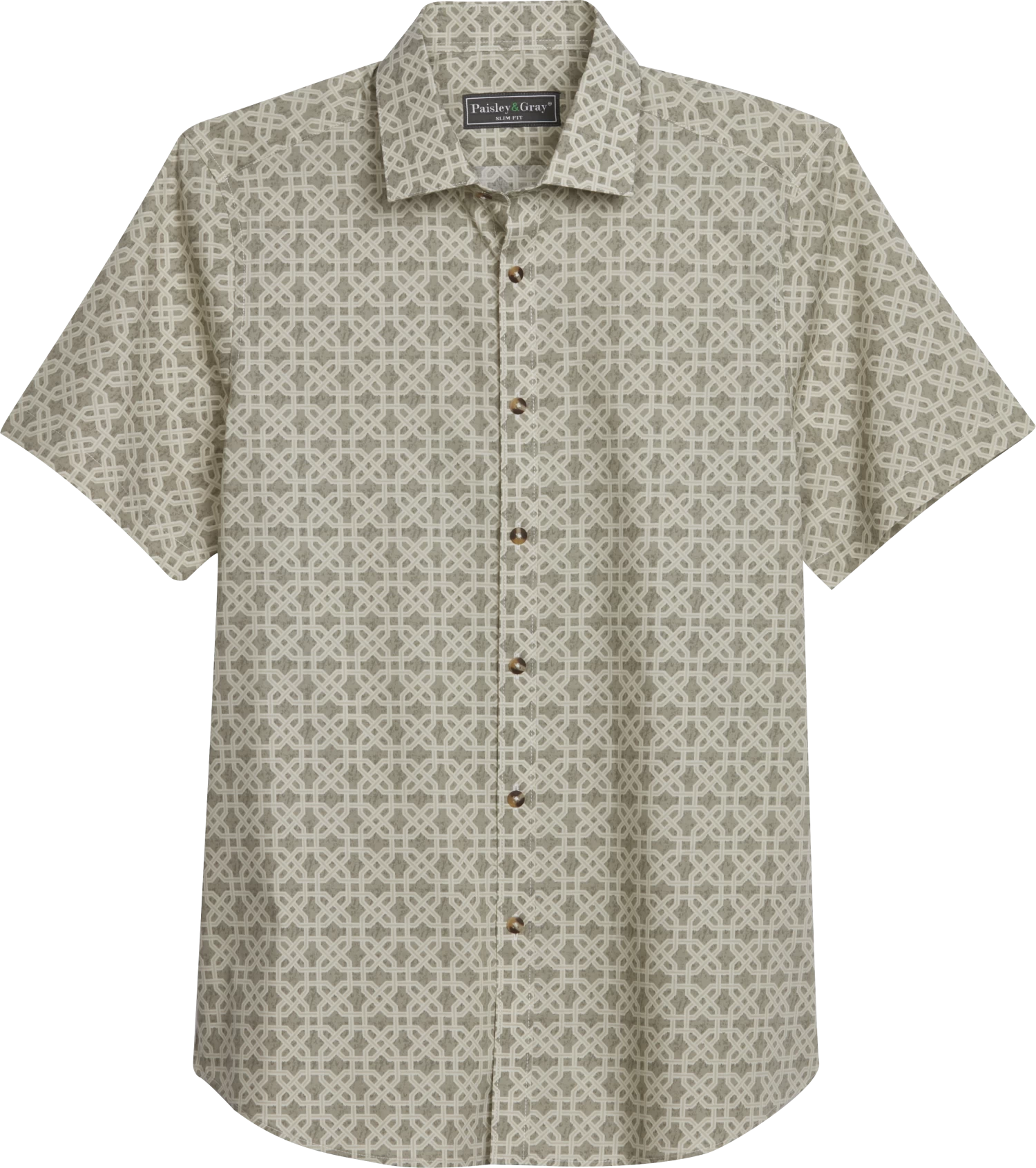 Slim Fit Moroccan Tile Print Sport Shirt