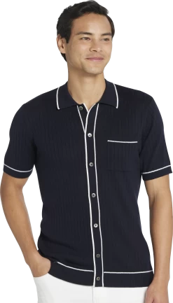 Slim Fit Tipped Knit Polo Shirt