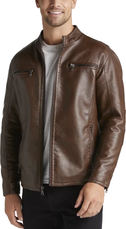 Modern Fit Faux Leather Moto Jacket