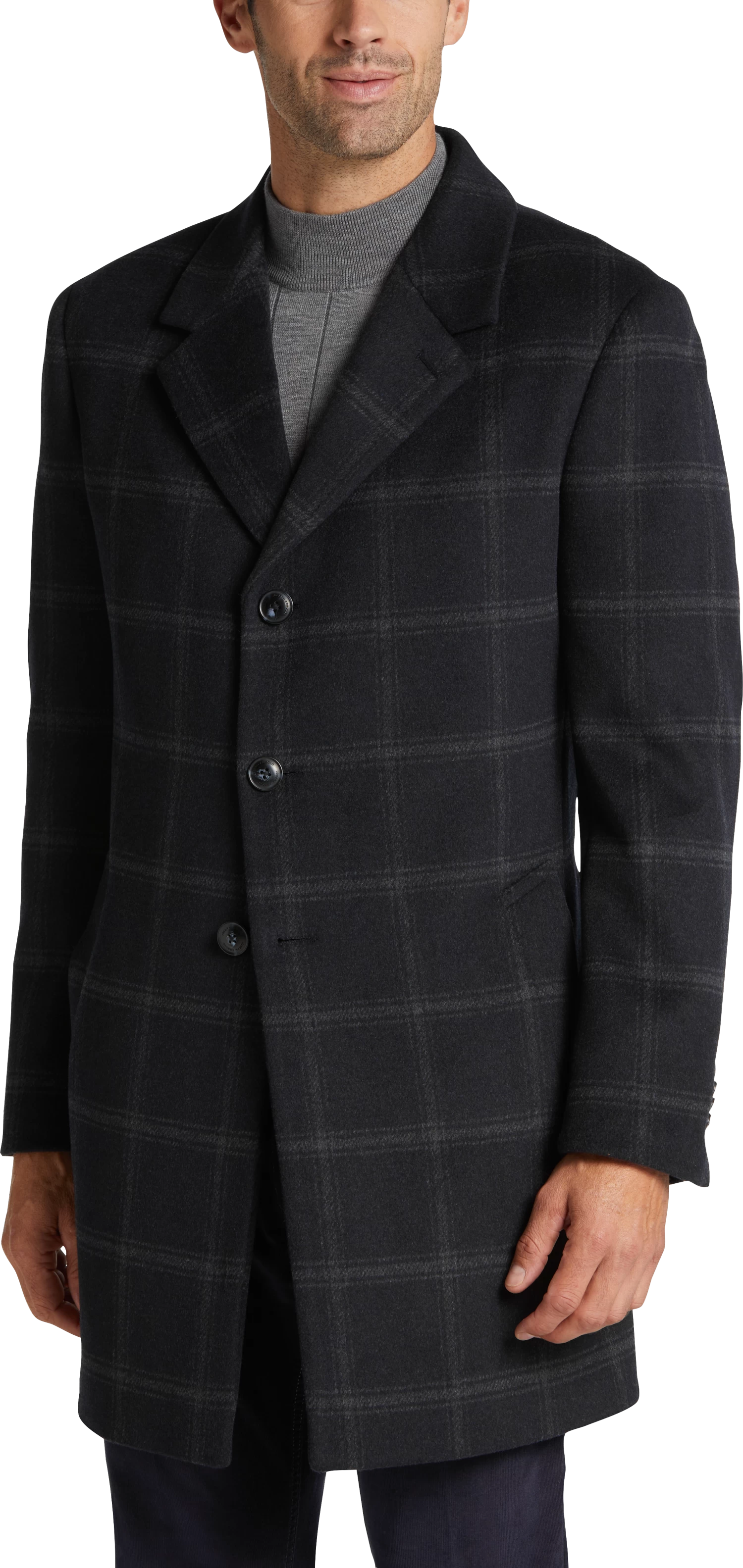 Modern Fit Plaid Overcoat