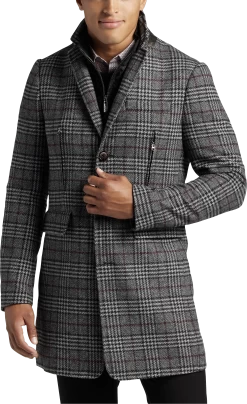 Slim Fit Plaid Topcoat