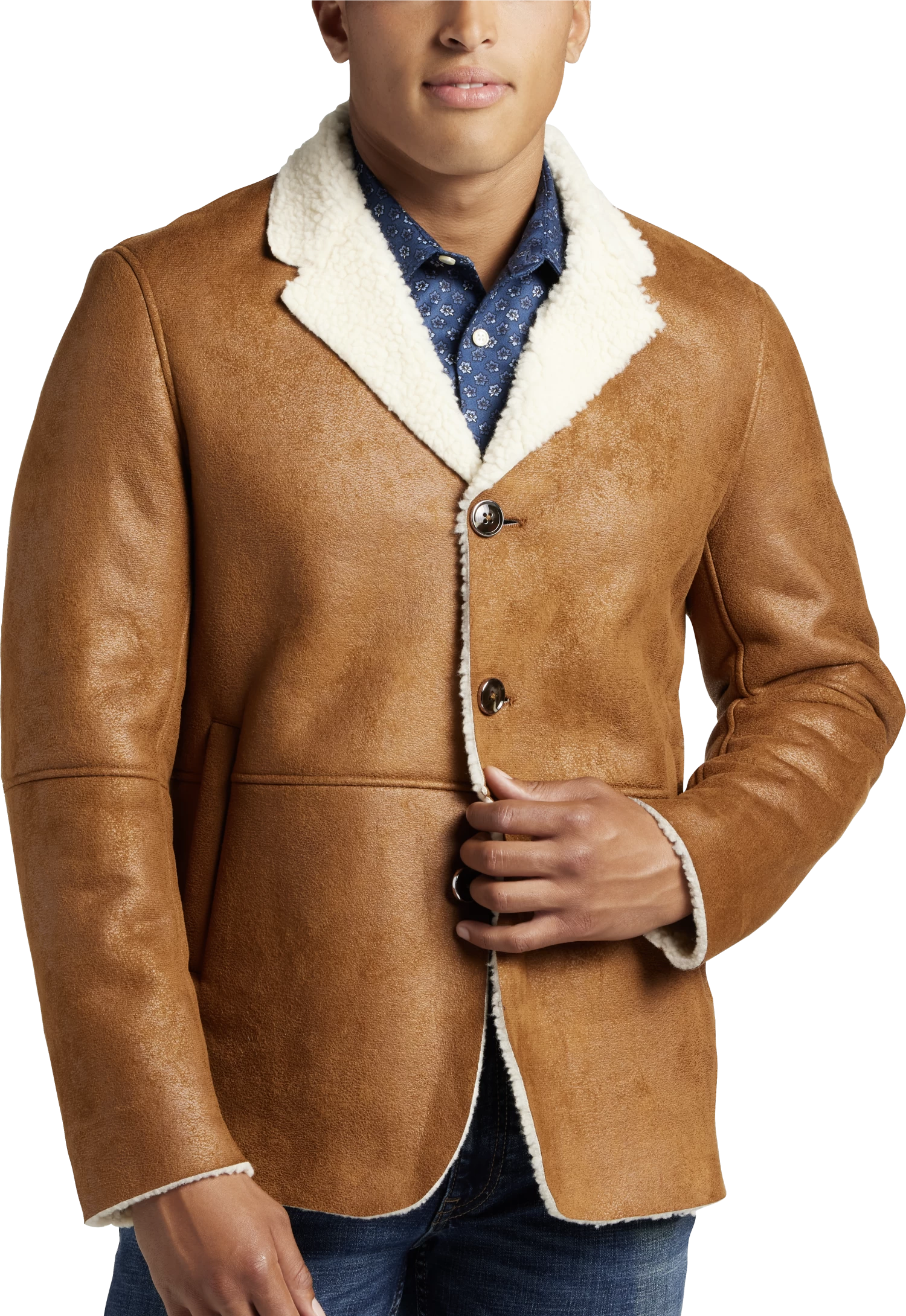 Slim Fit Faux Shearling Blazer