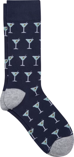 Socks, Navy Martini Glasses