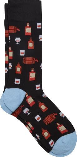 Socks, Black Whiskey Barrels And Glasses