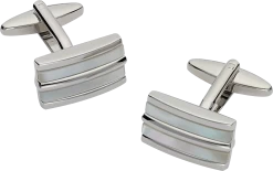 Mother Of Pearl Silver-Tone Cufflinks