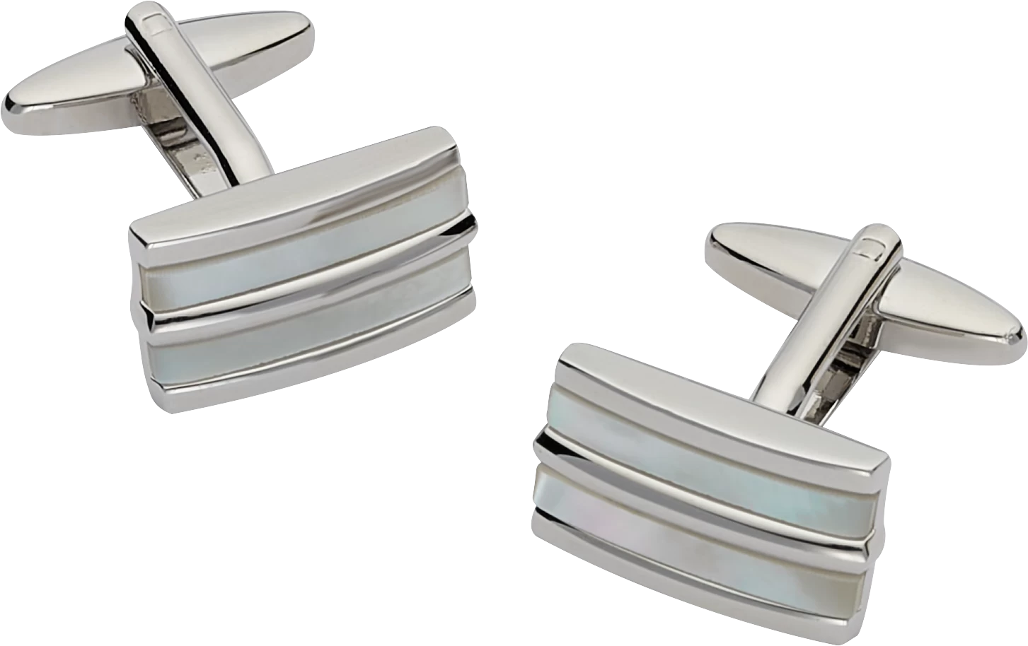 Mother Of Pearl Silver-Tone Cufflinks