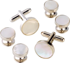 Mother Of Pearl Silver-Tone Stud Set