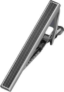 Antiqued Silver-Tone Dotted Tie Bar